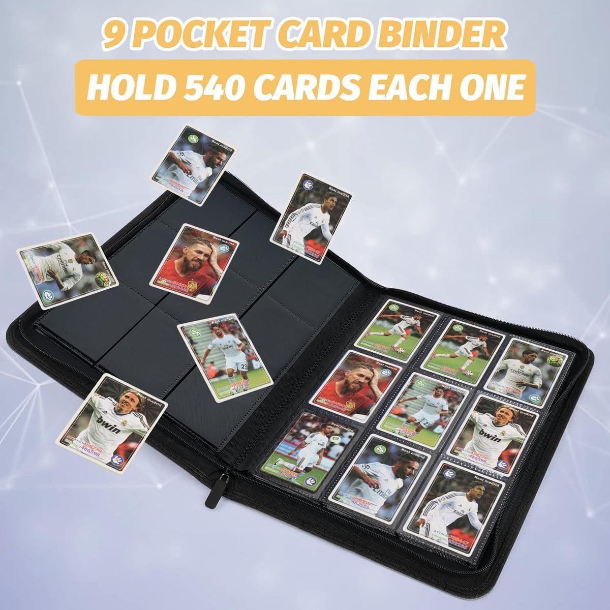 Trading Card Binder, Card Collection Binder with 540 Side Loading Pockets, 9 Pocket Album Folder