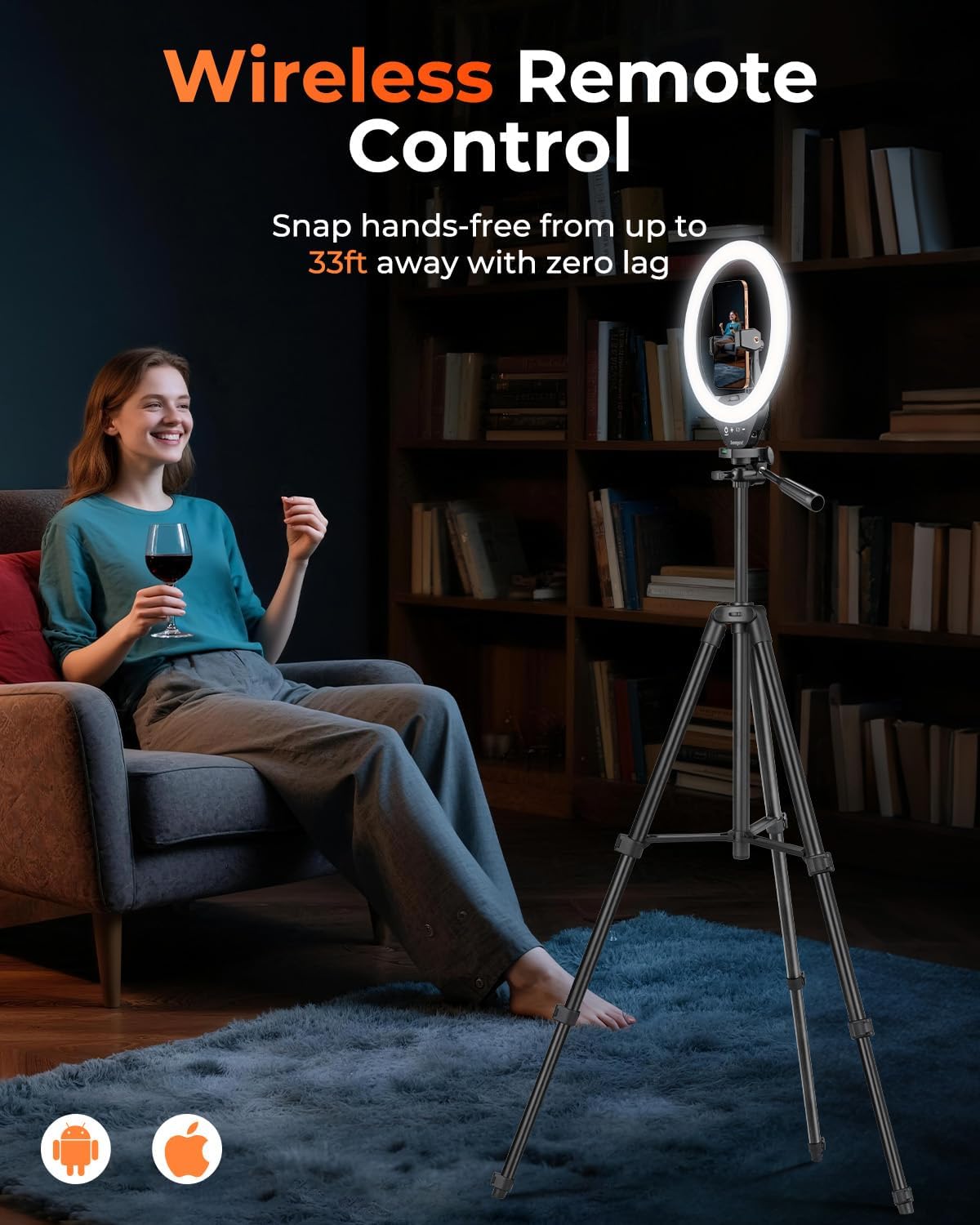 Sensyne 10'' Ring Light with 50'' Extendable Tripod Stand, LED Circle Lights with Phone Holder for