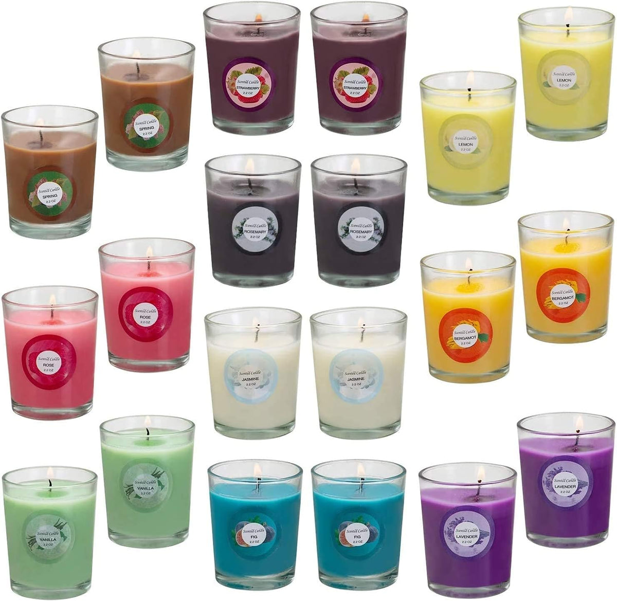 Scented Candles, Jasmine, Rose, Vanilla, Bergamot, fig, Lavender, Lemon, Spring,Strawberry