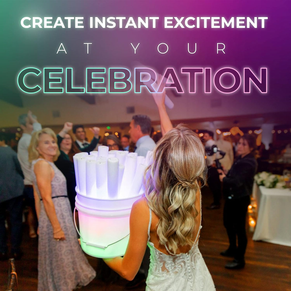 Foam Glow Sticks Bulk - 100 White Foam Light Up Sticks and LED Foam Sticks - 100 Reusable 16" Light