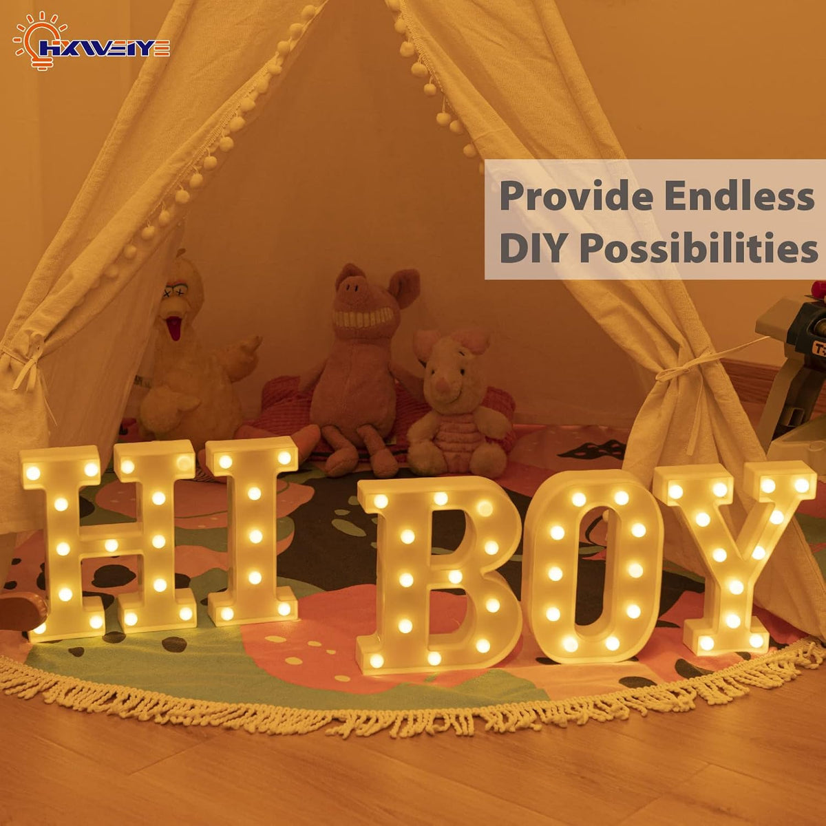 HXWEIYE Light Up Letters LED Marquee Letters Light Sign 26 Alphabet and 10 Number Big Lights Letter
