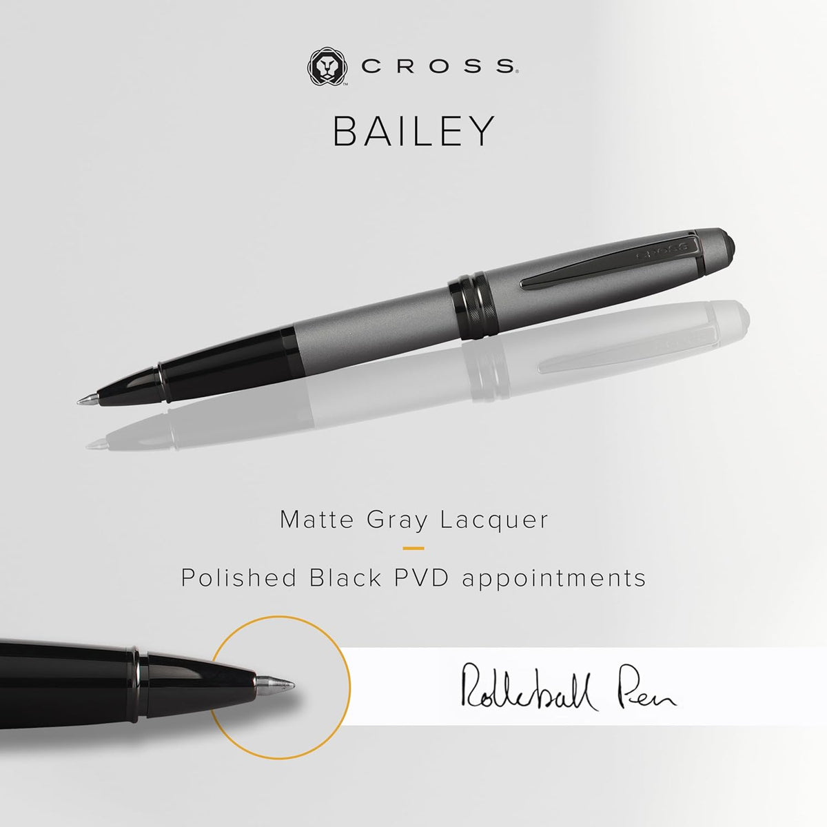 Cross Bailey Refillable Rollerball Pen Presented in a Premium Gift Box - Medium Point, Black Ink