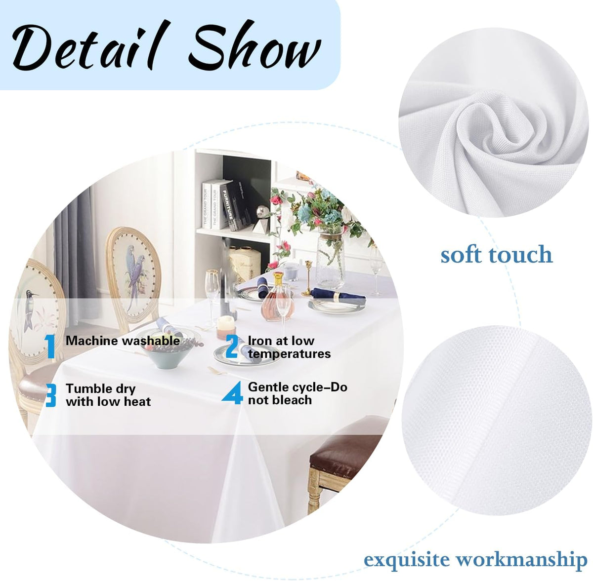FINDYOU 10 Pack White Table Cloth Rectangle Table 60 x 102 Inch Tablecloths for 6 Foot Rectangle