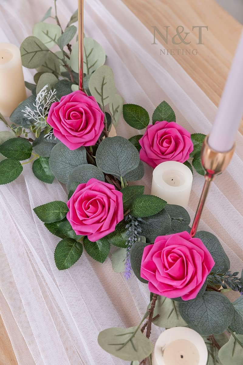 N&T NIETING Artificial Flowers, Foam Roses Perfect for DIY Wedding Bridal Bouquets Centerpieces