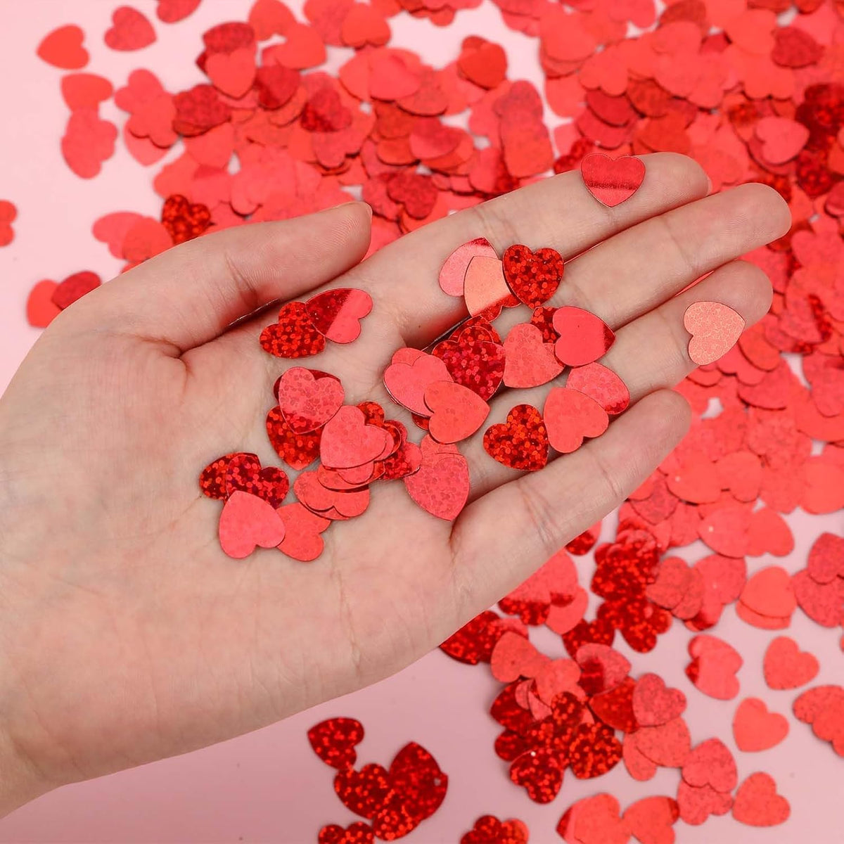 MARFOREVER Red Hearts Confetti - Valentines Day Glitter Heart Table Decorations for Wedding, Bridal