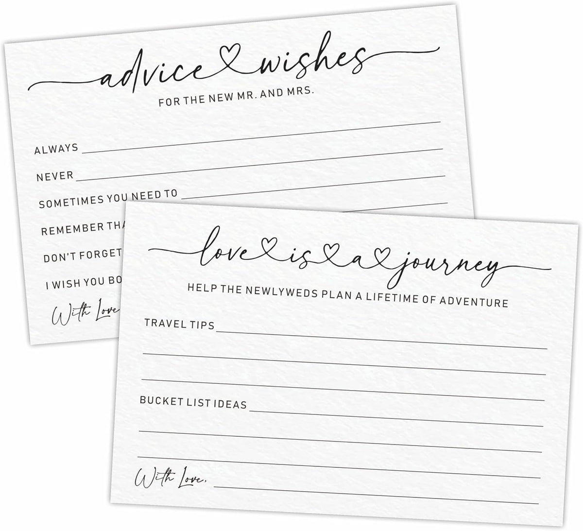 Wedding Advice Cards -Pack Of 30 Wishes For The New Mr & Mrs Wedding,Love Is A Journey Cards