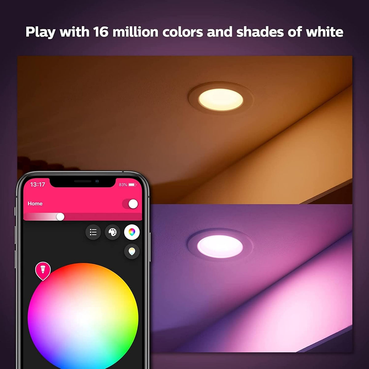 Philips Hue Smart 85W BR30 LED Bulb - White and Color Ambiance Color-Changing Light - 4 Pack