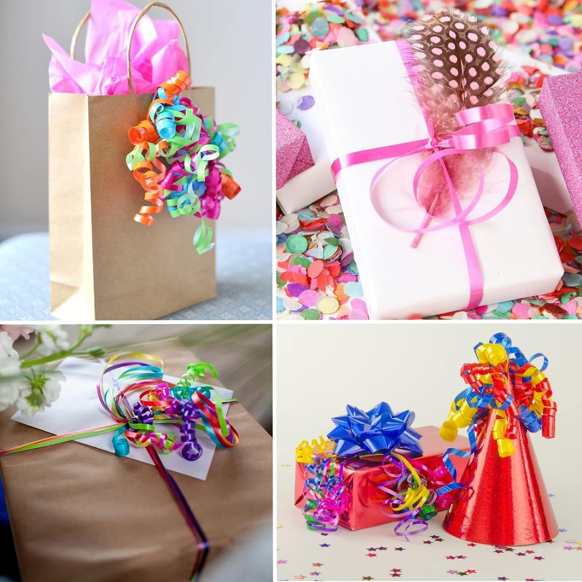 48 Rolls Curling Balloon String Roll Ribbons, 48 Colors 5mm 11 Yards Gift Wrapping Ribbons for Art