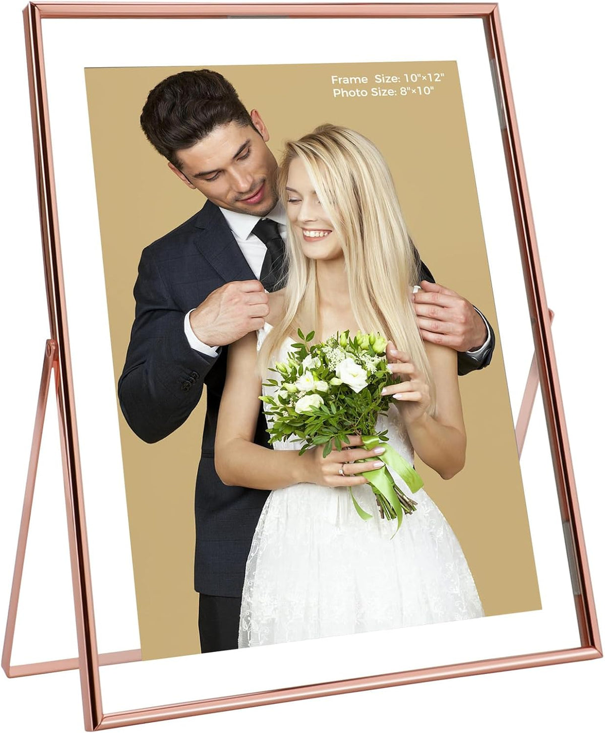 Rose Gold Floating Frame, 10"x12", Vertical, For Picture 9x11, 8.5x11, 8x10, Tabletop Shelf Photo