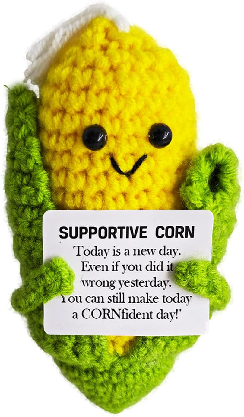 Emotional Support Crochet Corn,Lovely Gift for Friends,Mom,Dad,Grandpa,Grandma,Colleagues,Home