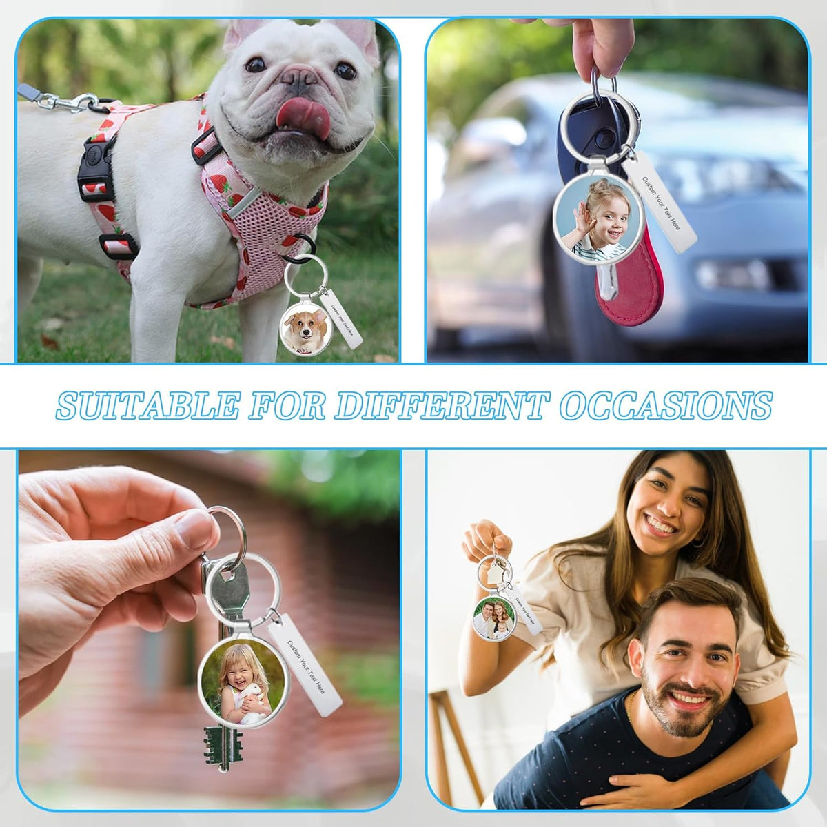 Custom Keychain with Picture Double-sided Personalized Photo Text Keychain, Gift for Anniversary