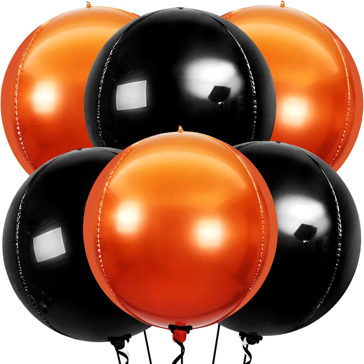 Katchon, Huge, Metallic Orange and Black 4D Foil Balloons -22 Inch-pack of 6 | Halloween