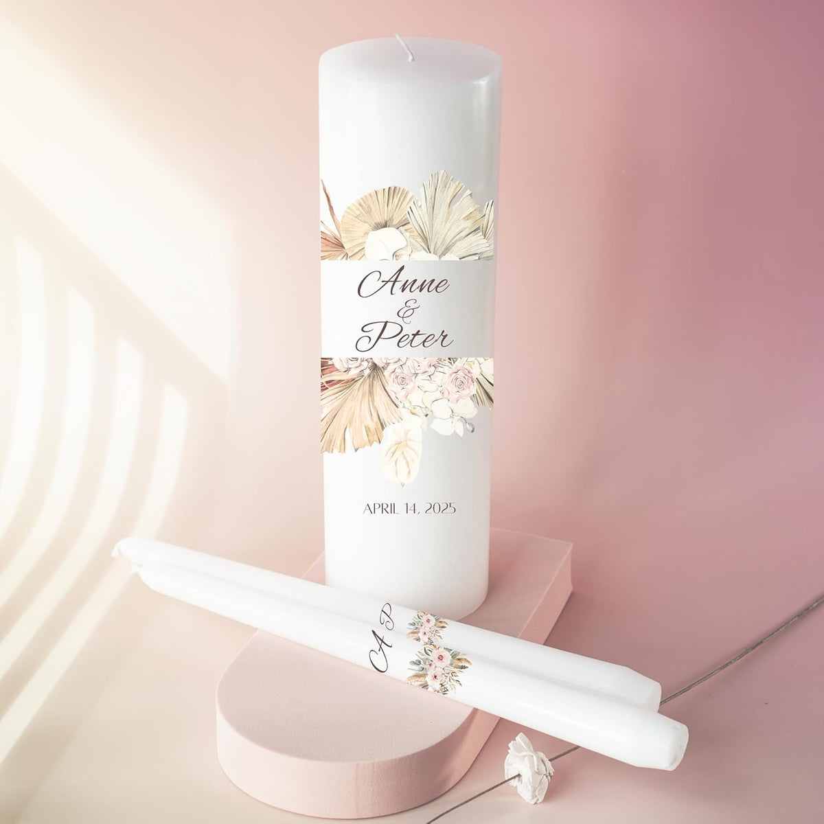 Unity Candles for Wedding, Modern Unity Set, Custom and Personalized Pillar and Taper Candles