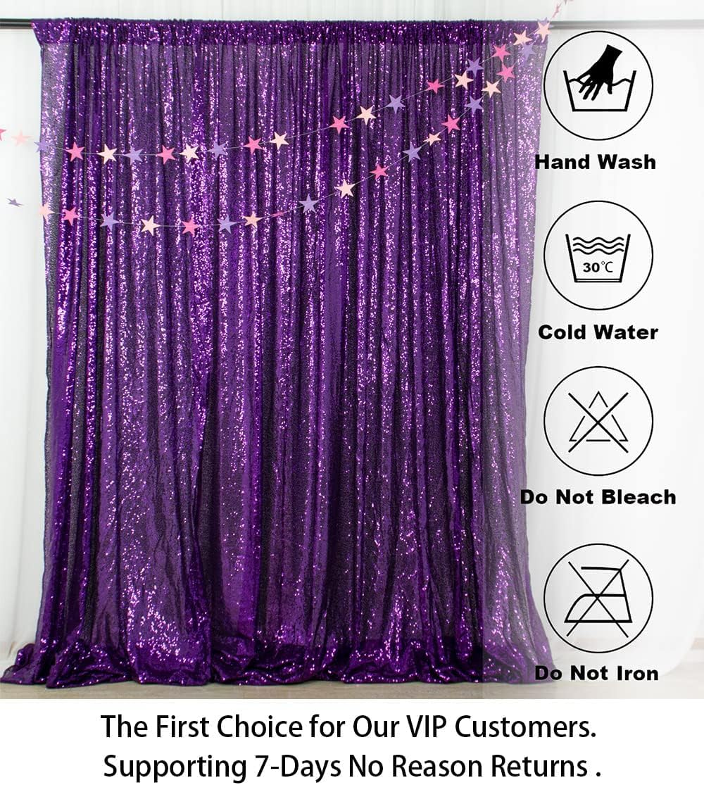 ShinyBeauty Sequin Backdrop 10FTx10FT Purple Backdrop Background Glitter Drapery for Birthday