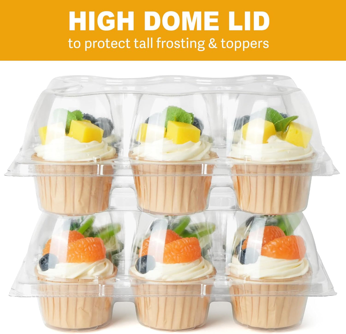 LotFancy Cupcake Containers 6 Count, 10 Sets, Clear Plastic Cupcake Boxes, Disposable Cupcake