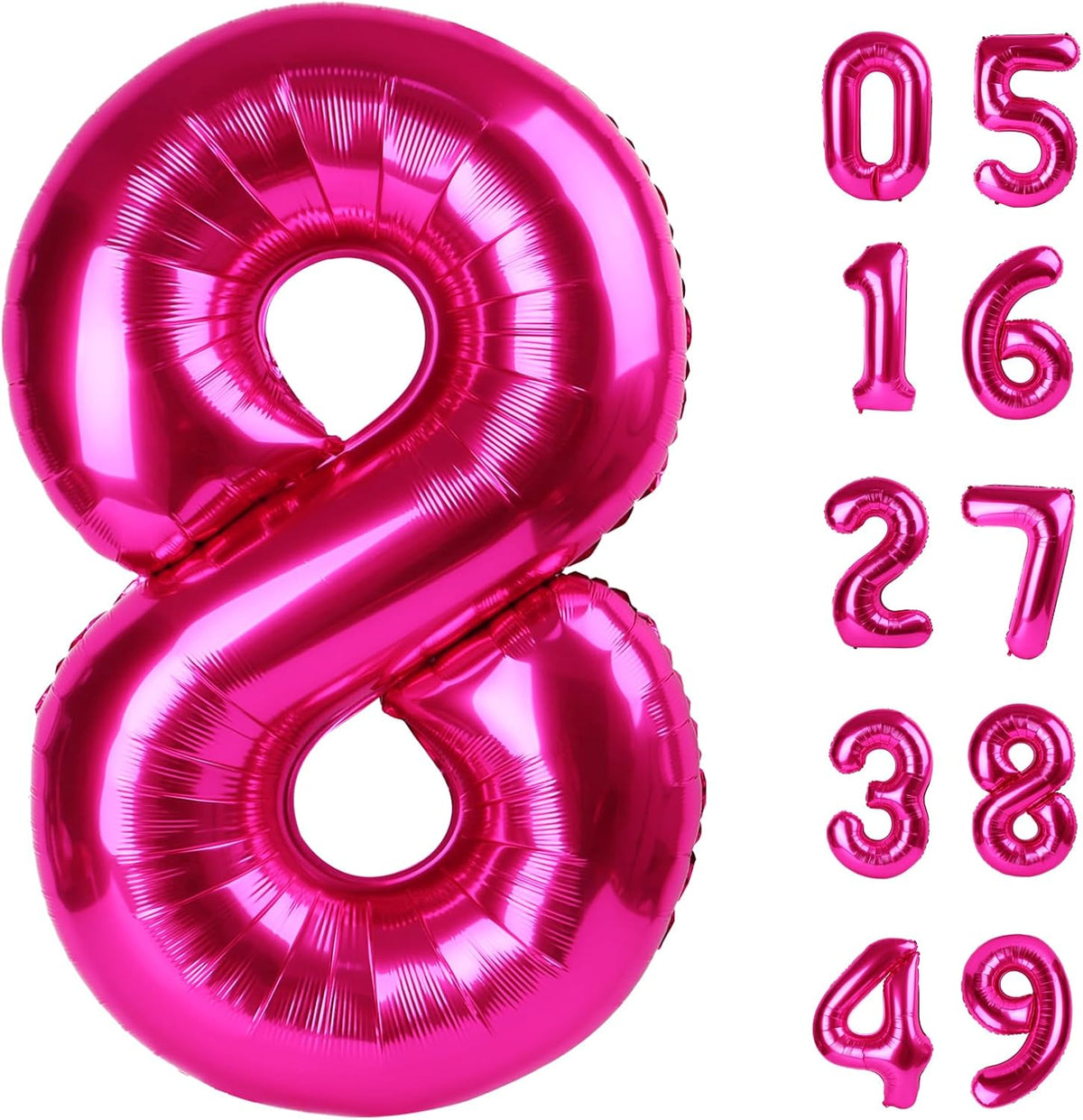 Hot Pink Foil Number 8 Balloon 40 Inch, Helium Mylar Eight Number 8 18 28 38 48 58 80 88 Birthday