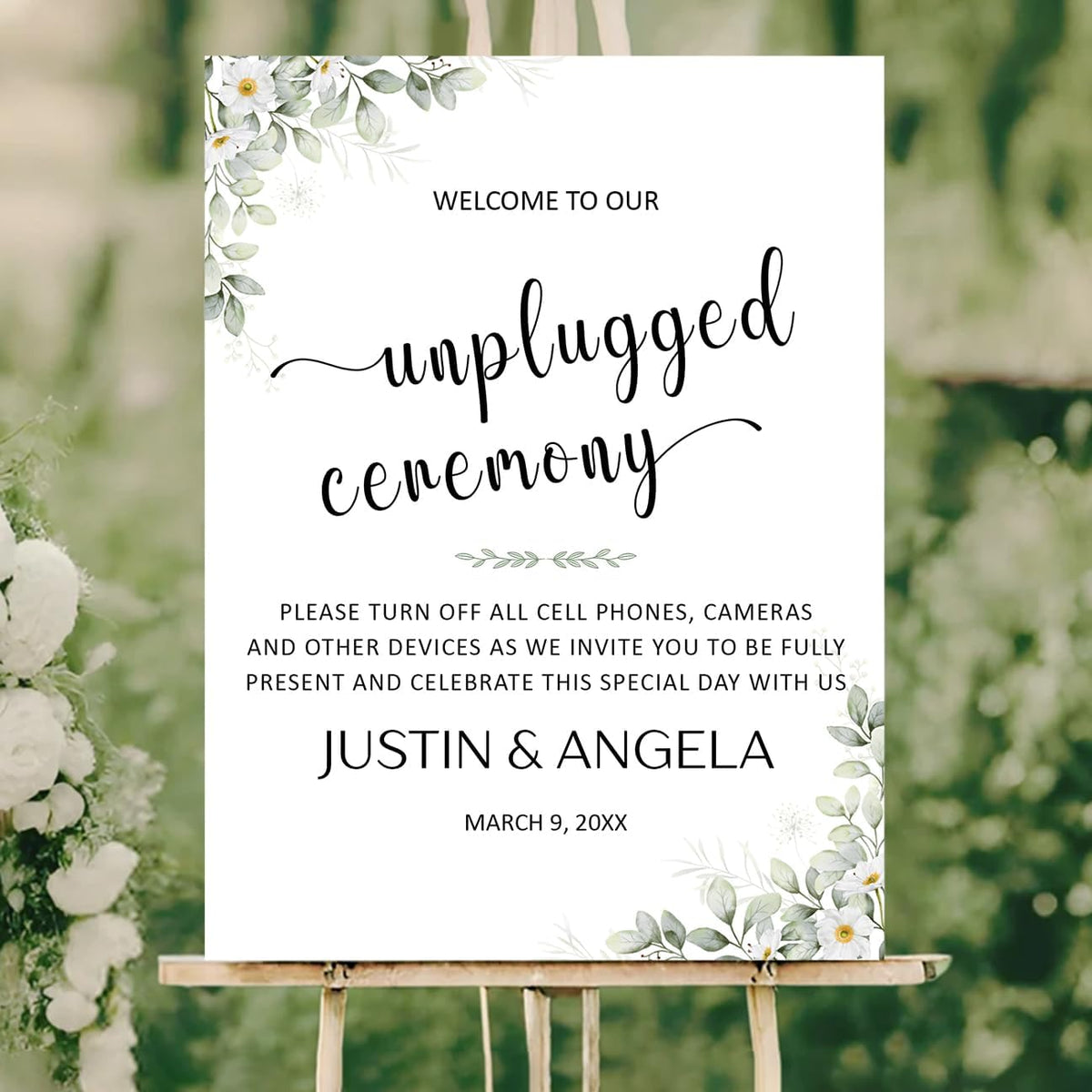 Unplugged Ceremony Yard Sign – Personalized Wedding Welcome Sign – No Phones or Cameras – Outdoor