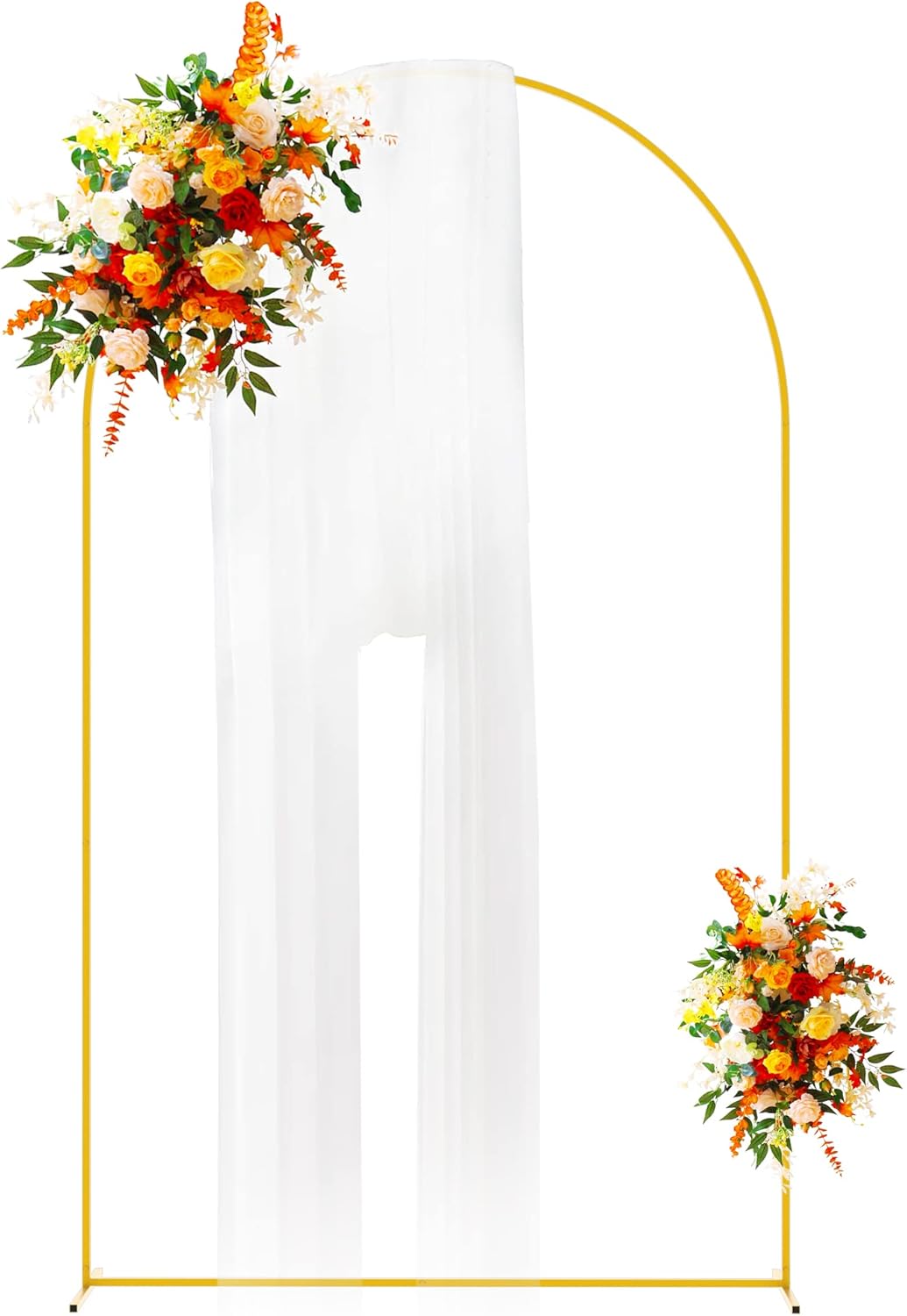 Putros Wedding Arch Stand Gold 8FT Metal Balloon Arched Backdrop Stand for Wedding Ceremony