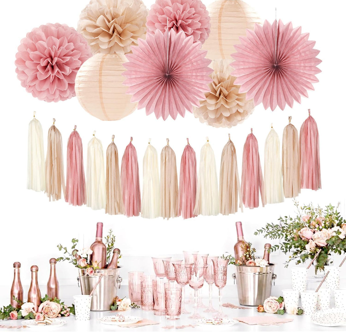 Blush-Pink Rose-Gold Bridal-Shower Fall Party-Decorations - 31pcs Bride To Be Sign