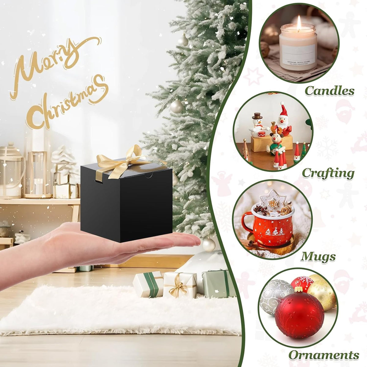 DOYIDE Small Gift Boxes, 60 Pcs 4x4x4 Inch Black Elegant Paper Box with Ribbons, Party Favor Boxes