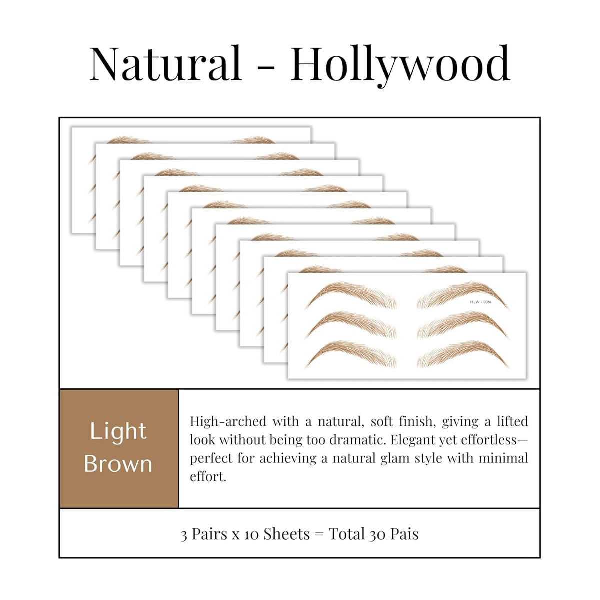 Bliss and Beyond USA Eyebrow Tattoo Stickers Waterproof – 30-Pair Deluxe Box | Realistic Hair-Like