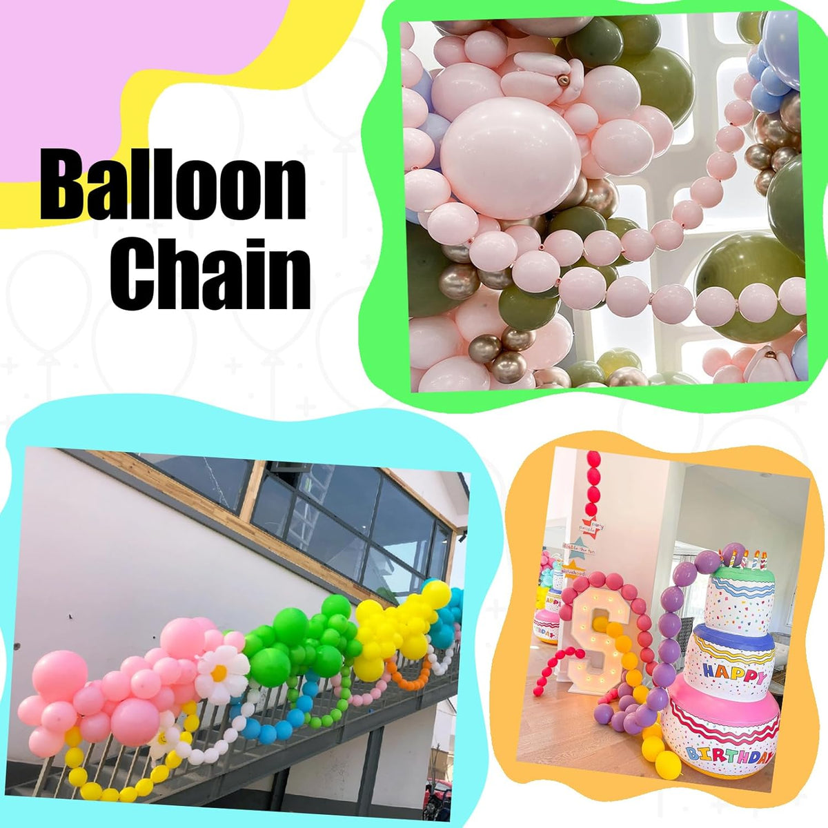 50 Pcs Quick Link Balloons Gold Metallic Chrome 6 inch, Latex Linking Balloons for Balloon