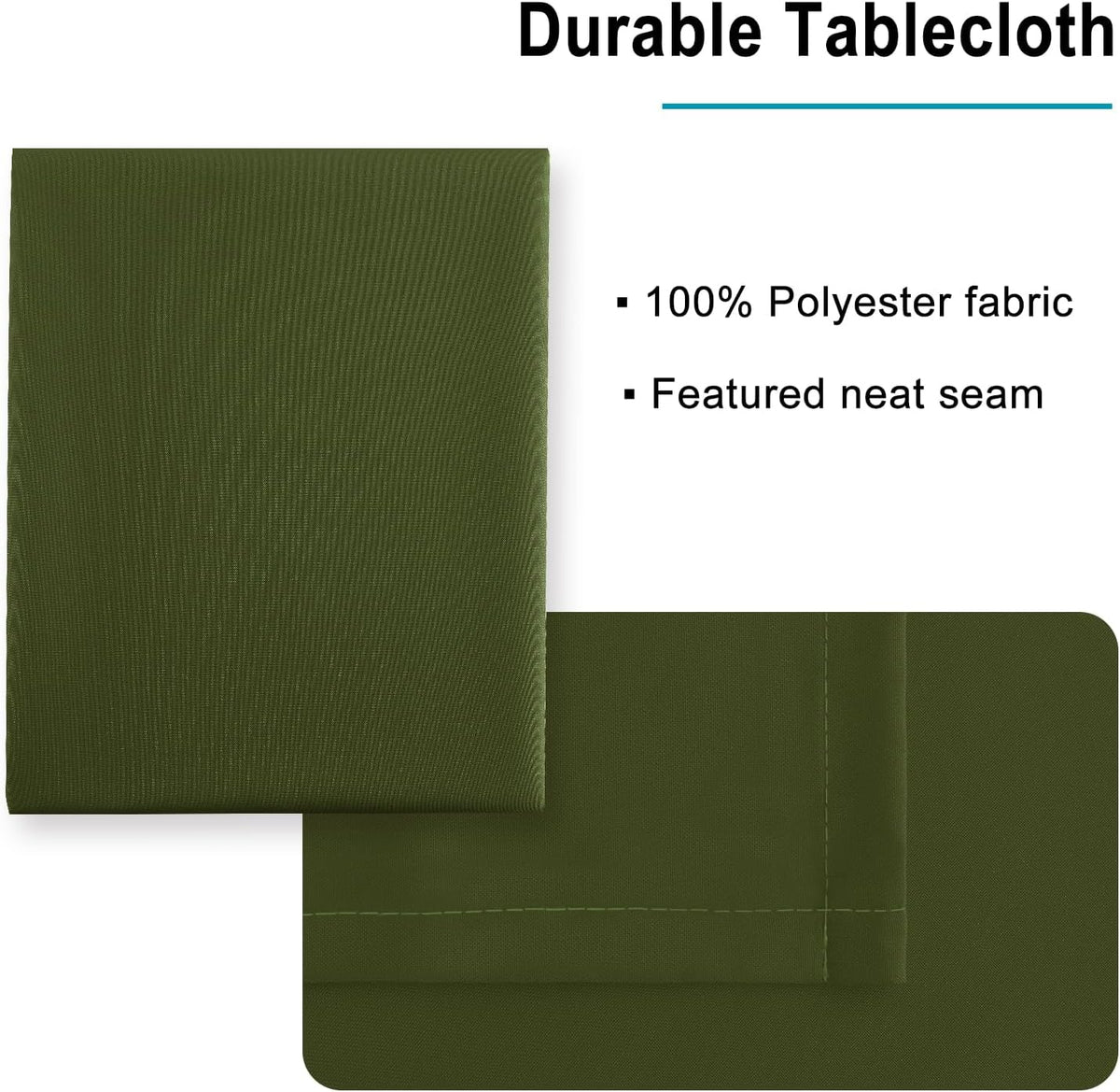 Hiasan Olive Green Tablecloth for Square Tables - Waterproof and Spillproof Washable Fabric Table
