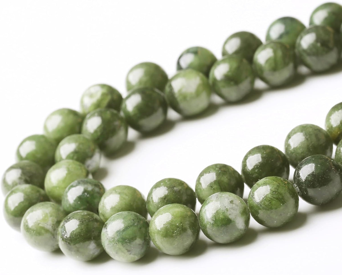 Matcha Green Jade Stone Beads Gemstone Round Crystal Energy Jade Beads Stone Beads for Jewelry