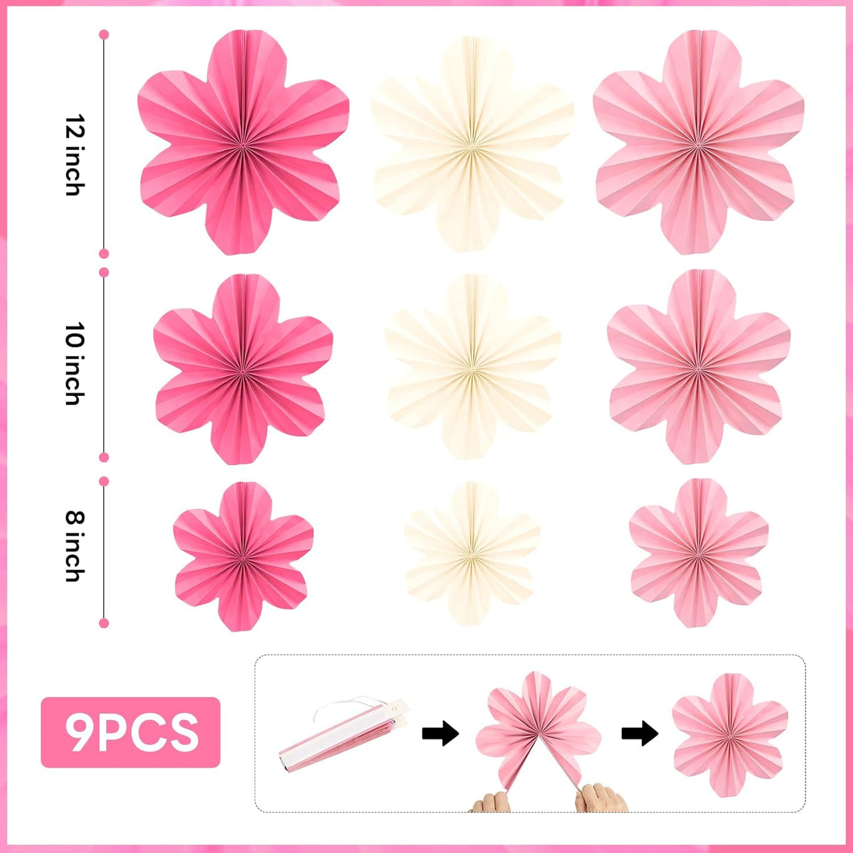 Pink and Yellow Party Decorations, Pink Birthday Decoration with Colorful Hanging Paper