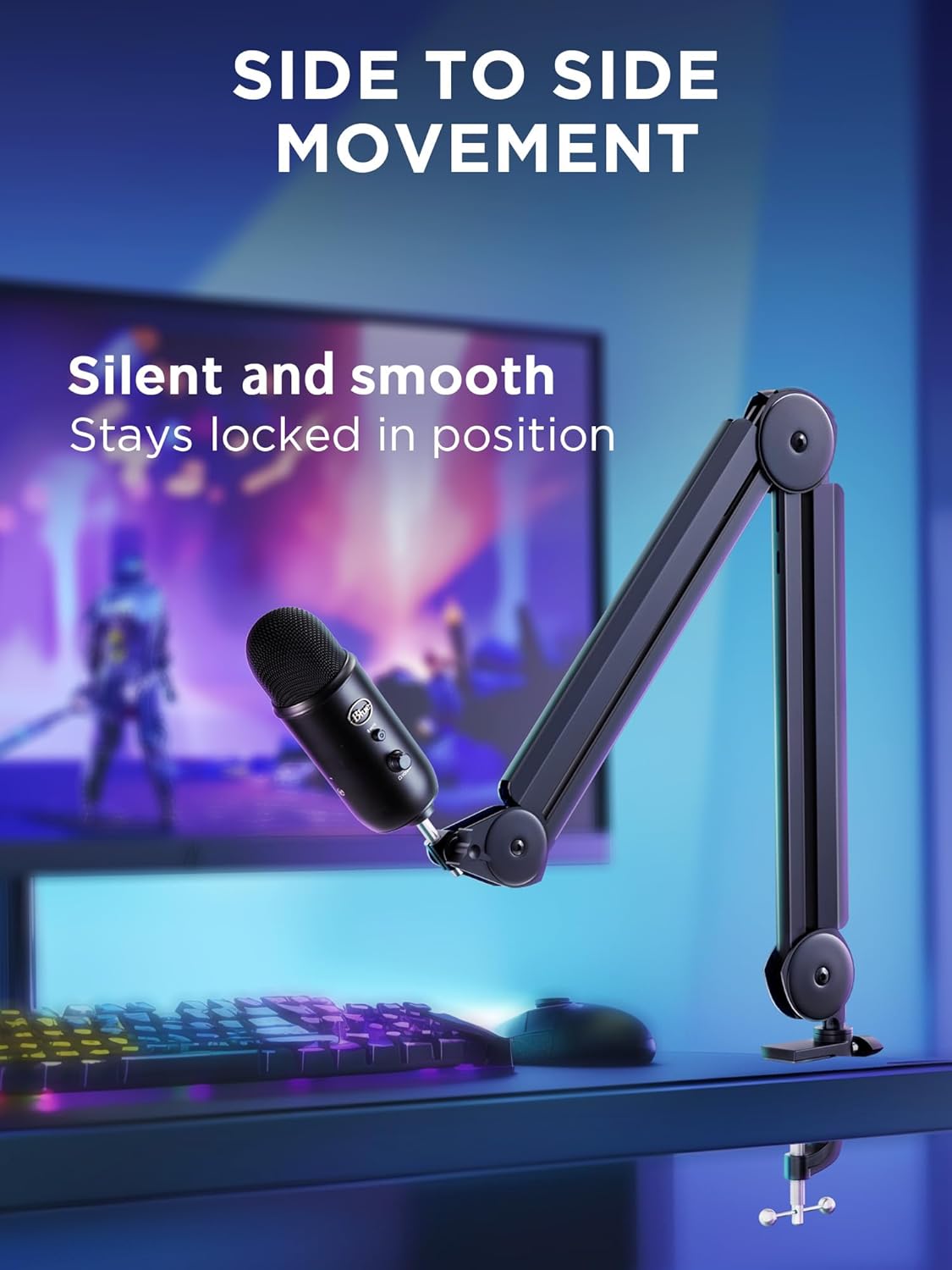 InnoGear Mic Boom Arm Microphone Stand Cable Management for Blue Yeti FIFINE AM8 K669B HyperX