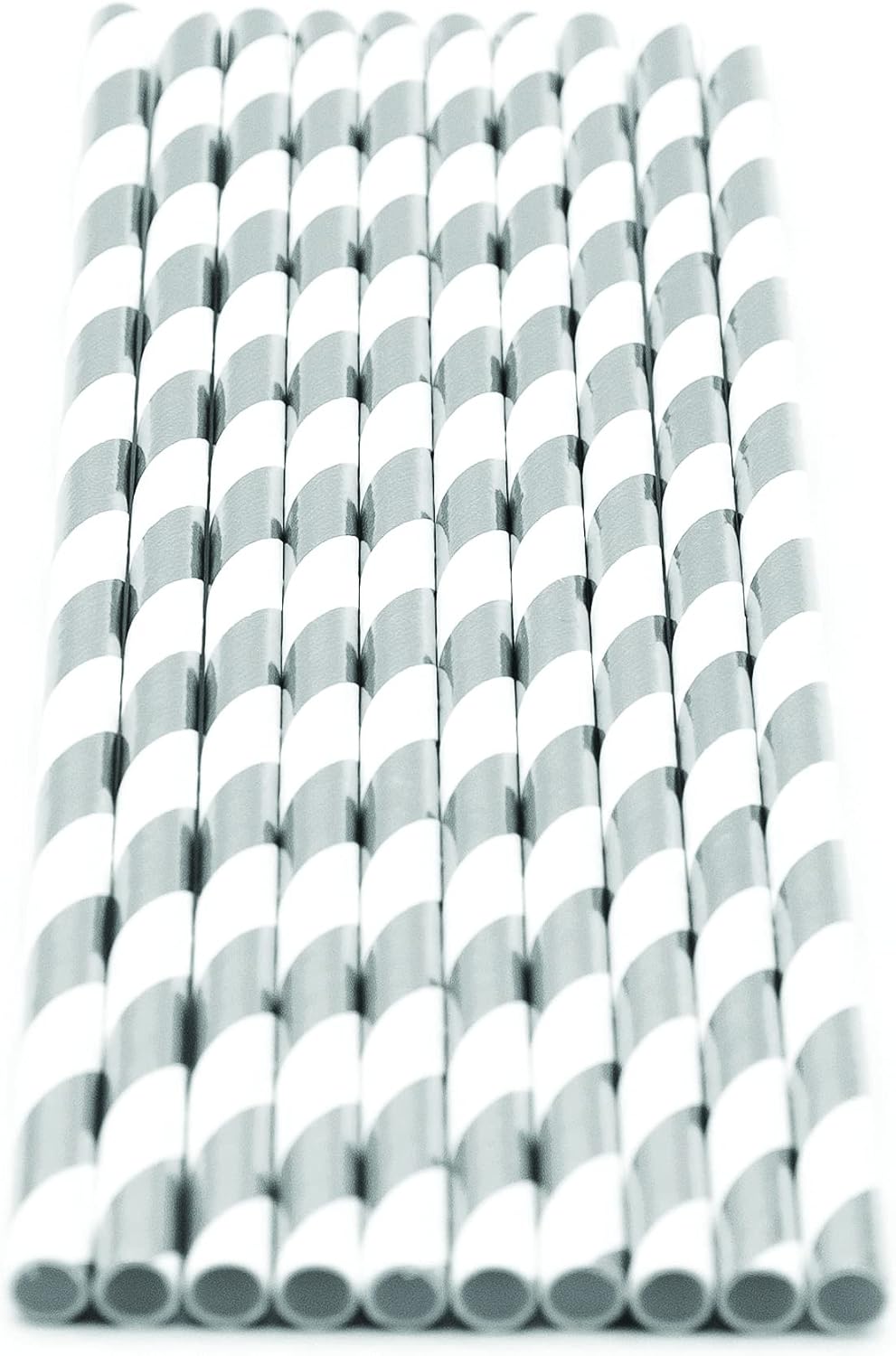 Pack of 900 Silver Foil Swirls Biodegradable 4-Ply Paper Drinking Straws (Compostable, Non-toxic