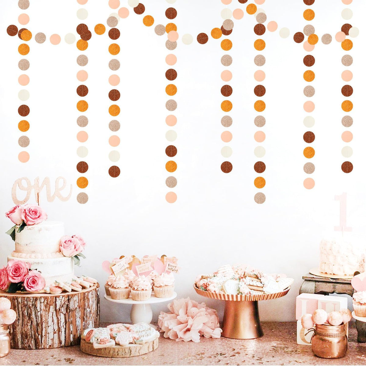 Orange Brown Rose-Gold Party-Decorations Streamers-Garland - 52ft Boho Fall Groovy Birthday Hanging