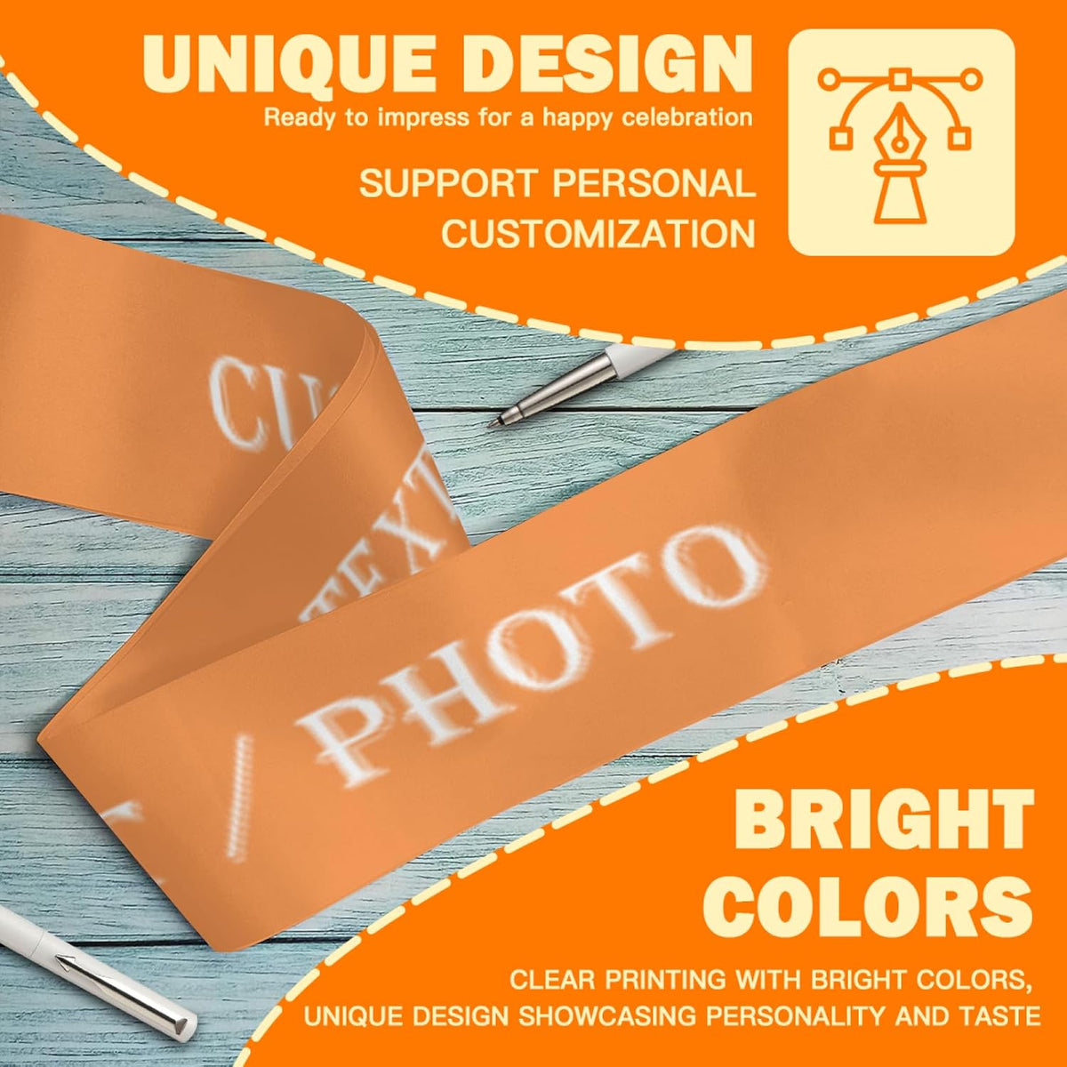 Custom Sash,Personalized Birthday Sash with Text Photo,Customized Bachelorette Sash Quote Sash