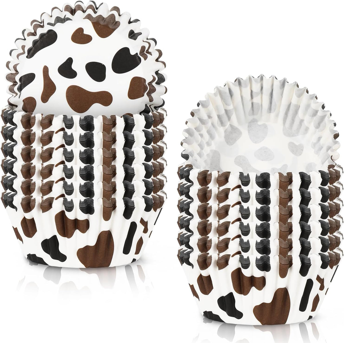 Whaline 300Pcs Cow Print Paper Baking Cups Black Brown Cupcake Liners Highland Cow Spot Muffin
