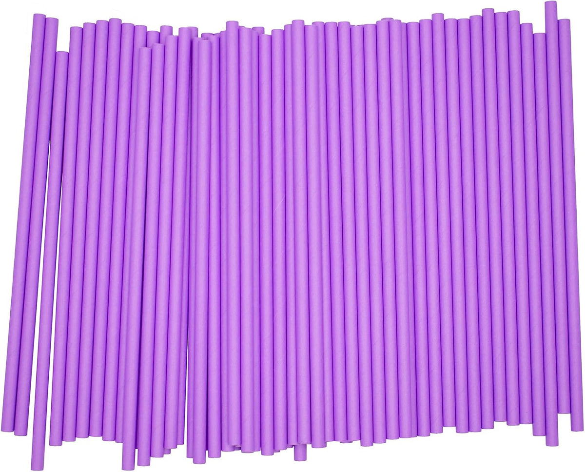 Pack of 300 Pastel Purple Biodegradable 4-Ply Paper Drinking Straws (Compostable, Non-toxic