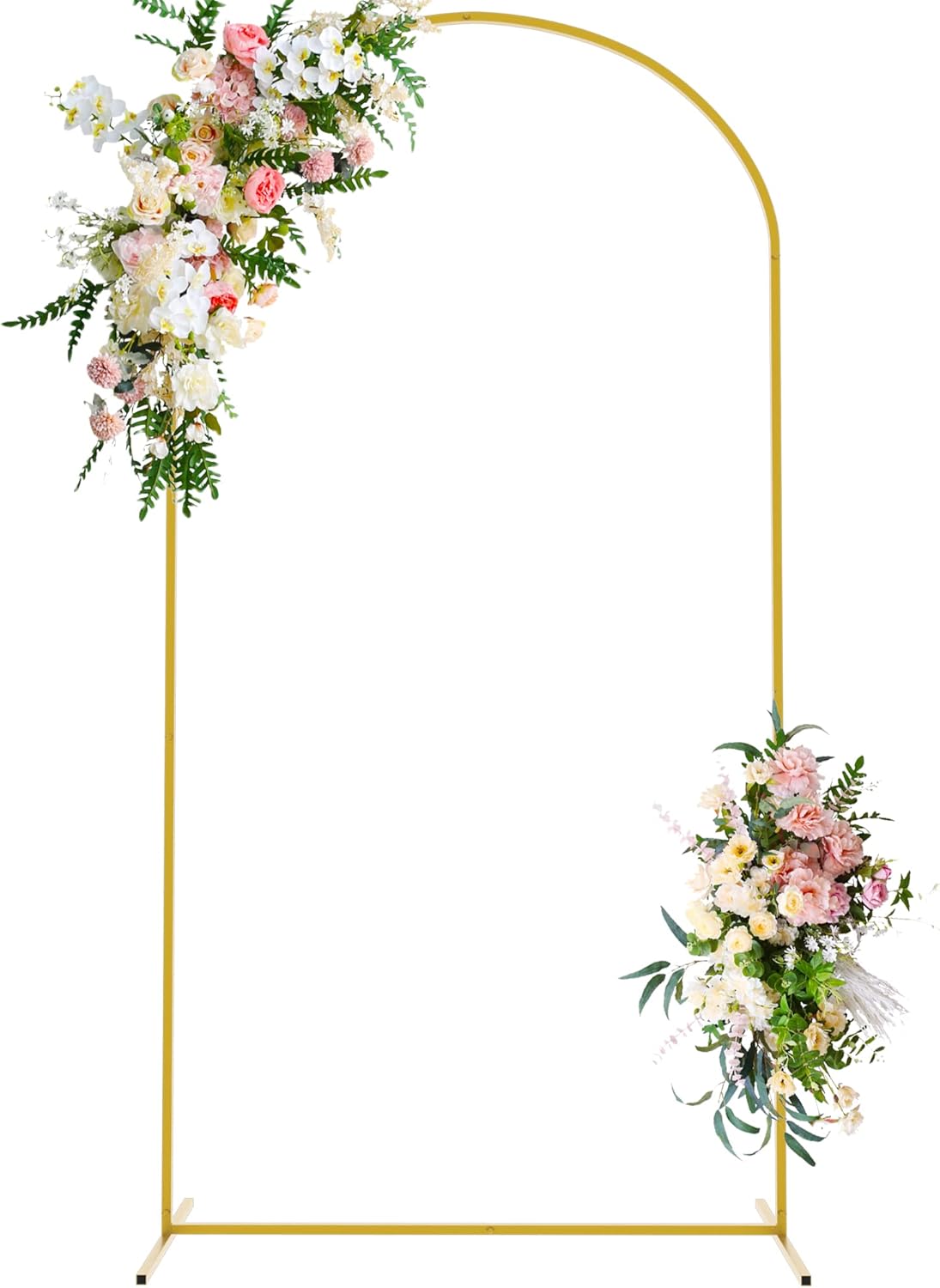 Wokceer 7.2 FT Wedding Arch Backdrop Stand, Gold Metal Arch Backdrop Stand for Wedding Ceremony