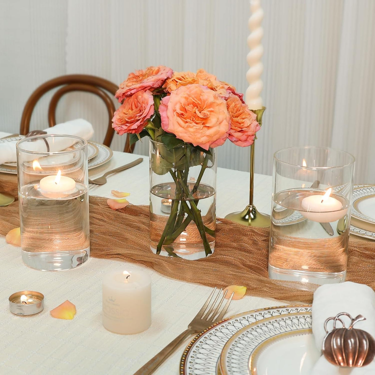 12pcs Clear Cylinder Vases for Centerpieces, Glass Flower Vases for Wedding Decorations and Home
