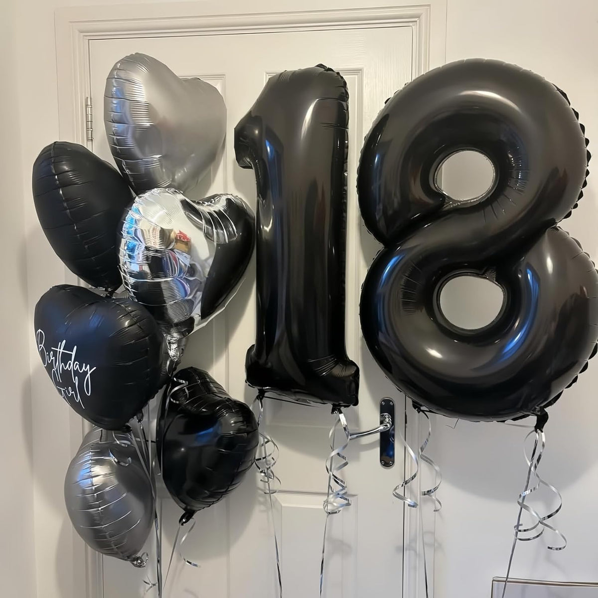 Black 5 Balloon Number,40 Inch Number 5 Balloon Large Black 5 Foil Mylar Helium Balloon for