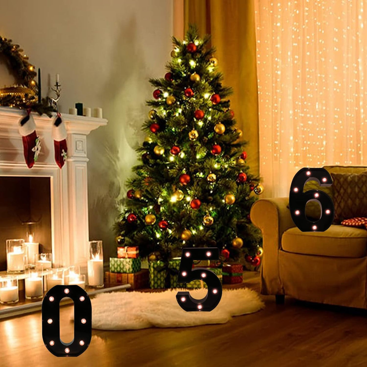 OYCBUZO Light Up Black Alphabet Marquee Number Sign LED Marquee Number Lights Sign for Night Light