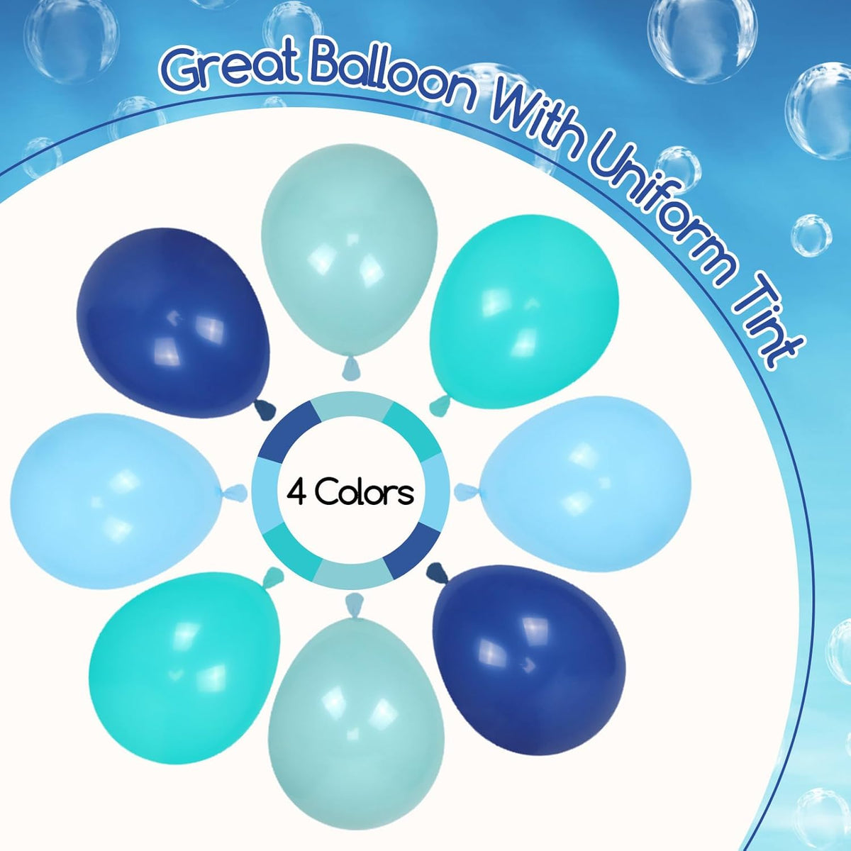 60pcs Under the Sea Balloons, Ocean Balloon with Light Blue Dusty Blue Teal Clear Balloons for