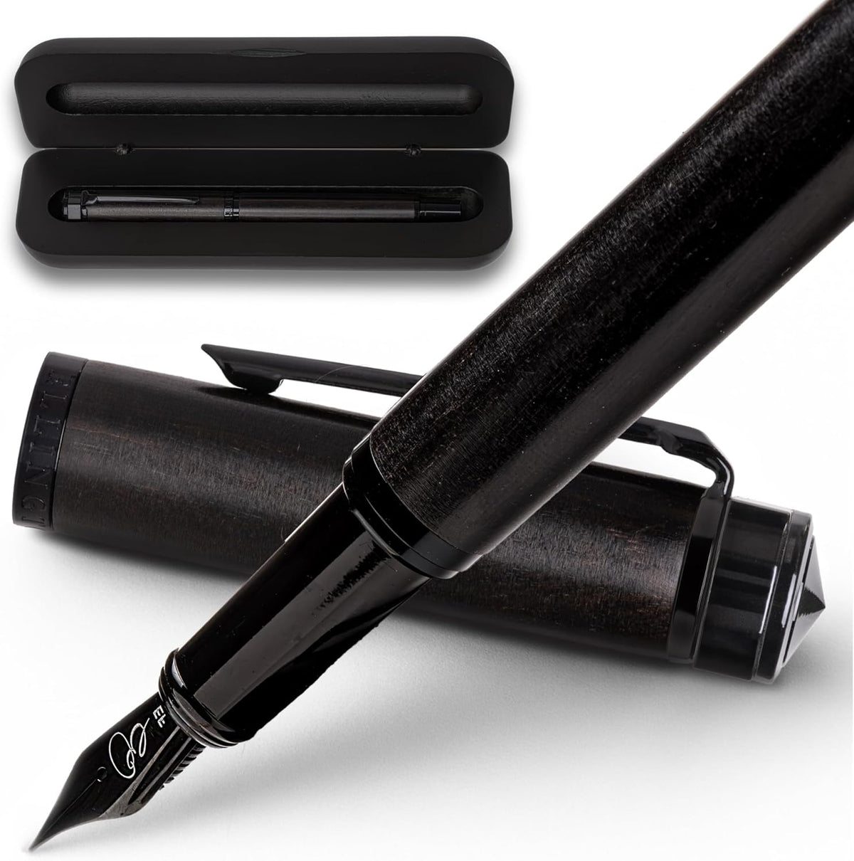 Ellington Pens Elegant Wood Fountain Pen Set – Includes Wooden Pen Box, Ink Converter, 6 Ink
