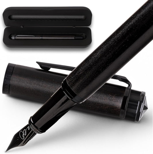 Ellington Pens Elegant Wood Fountain Pen Set – Includes Wooden Pen Box, Ink Converter, 6 Ink
