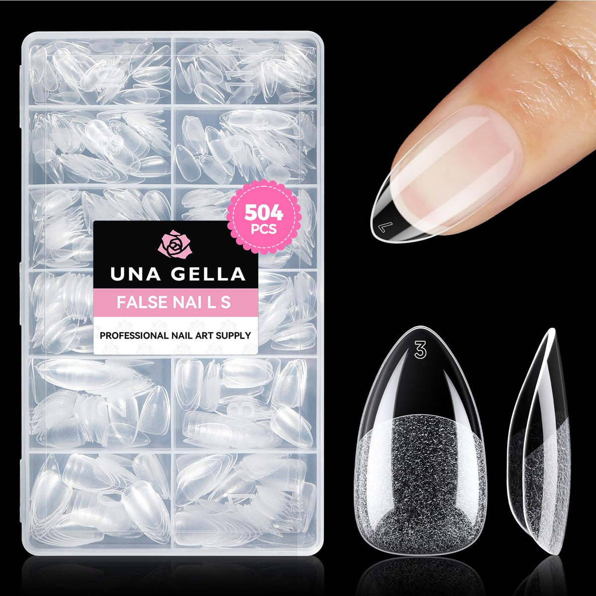 UNA GELLA Short Almond Nail Tips: 504PCS Short Fake Nails Soft Press On Gel Nail Tips Pre Shaped