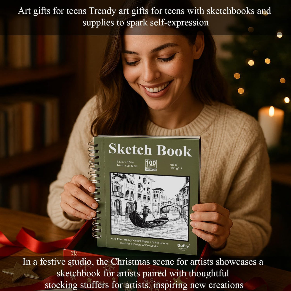 SuFly Small Sketch Book 5.5"x8.5", 2-Pack Mini Sketchbook, Spiral Bound Sketchbook Hardcover with