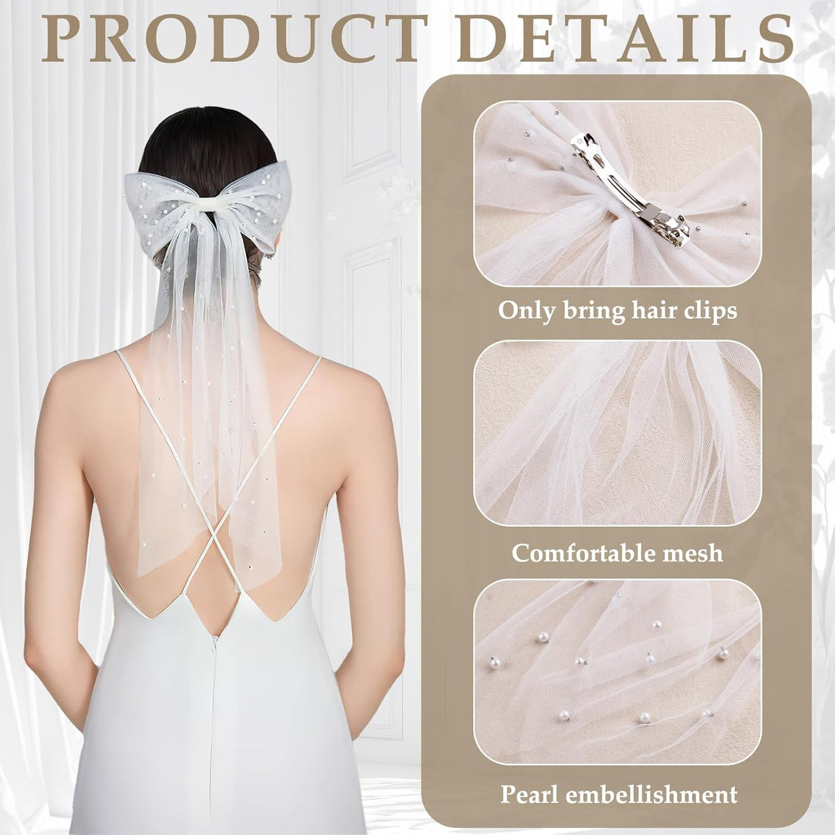 3Pcs Bride to Be Sash and Bow Veil Set, Bachelorette Party Favors, White Pearl Bride To Be Sash