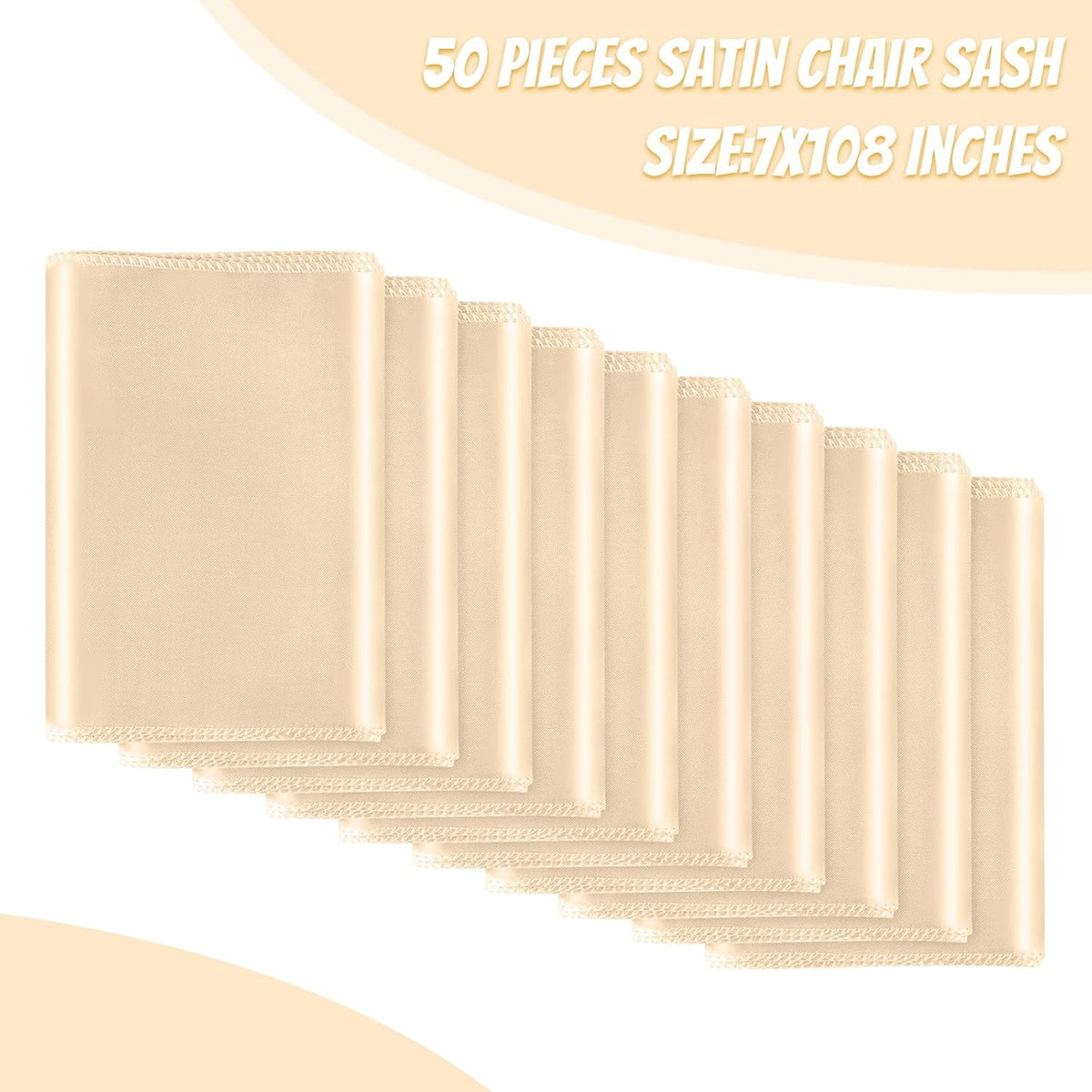 50 PCS Satin Chair Sashes Bows Universal Chair Ribbon Ties Back Sash for Wedding Party Reception