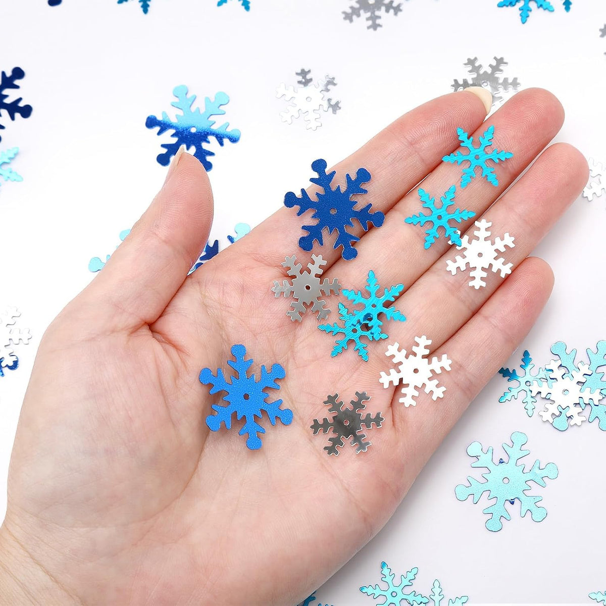 MARFOREVER Snowflake Glitter Confetti Decorations, Christmas Snowflake Metallic Foil Confetti