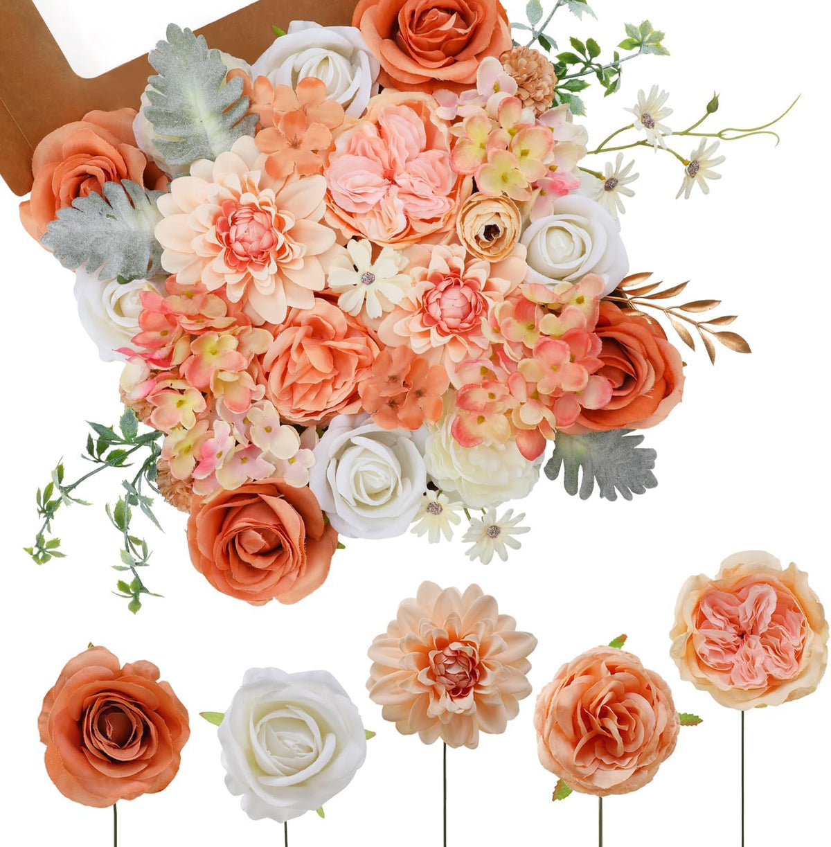 Artificial Flowers Combo for DIY Wedding Bouquets Combo Centerpieces Arrangements Party Bridal Baby