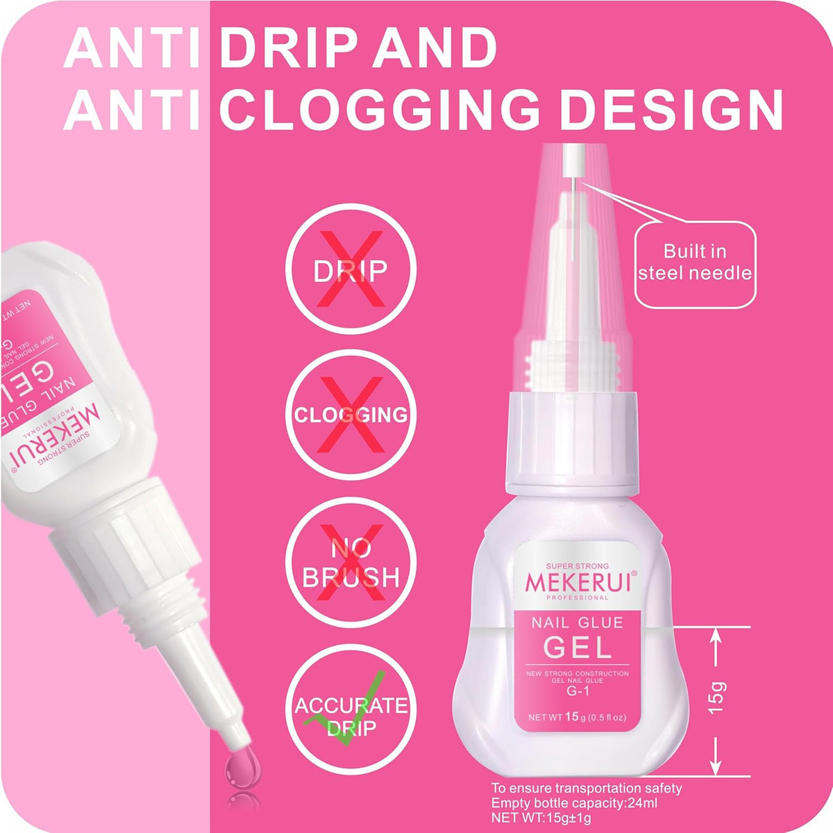 Mekerui's Super Strong Nail Glue is Perfect for Press - on Nails. drip - Proof and Clog - Proof