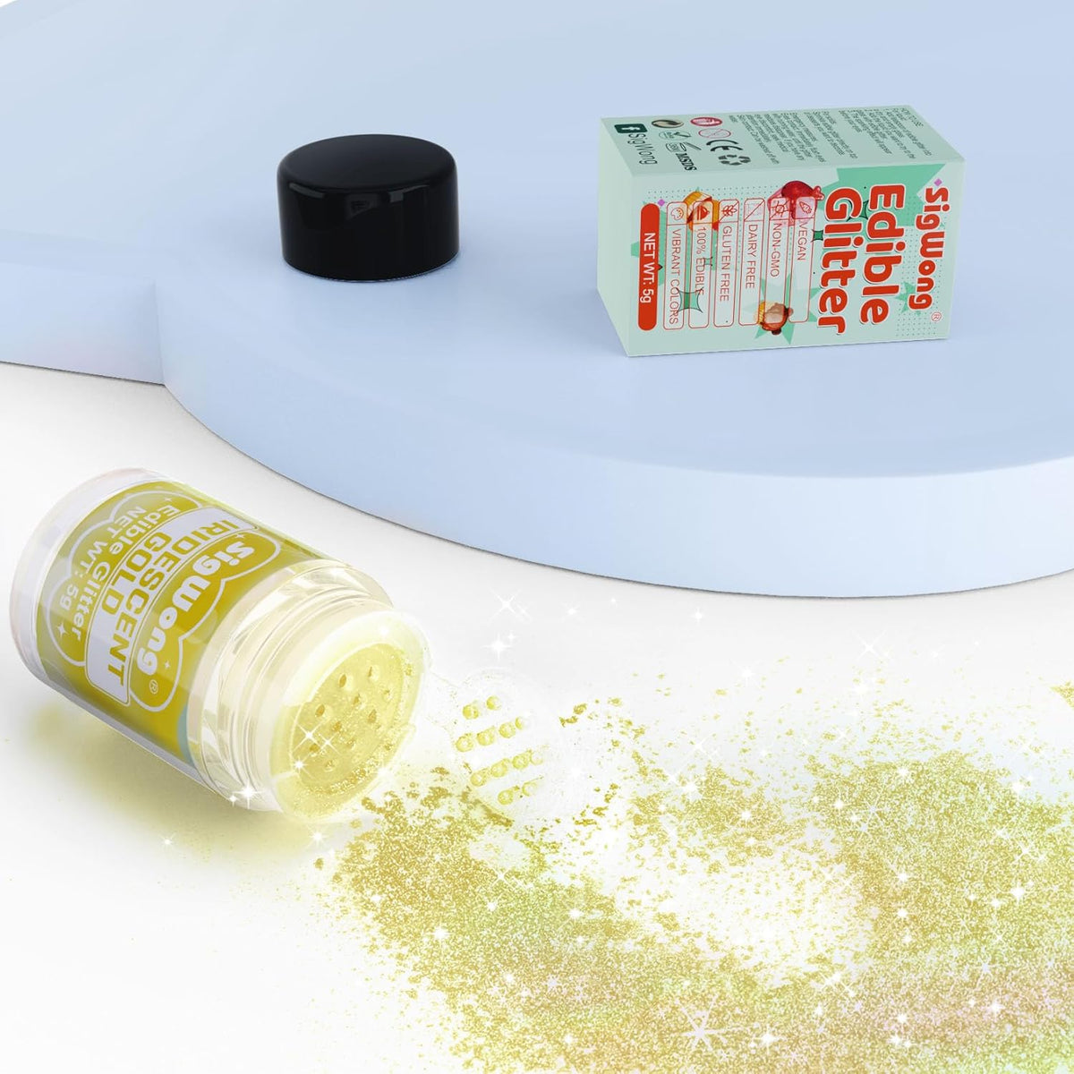 Iridescent Gold Edible Glitter - 5g Food Grade Cake Decorating Shimmering Glitter, Edible Sprinkle